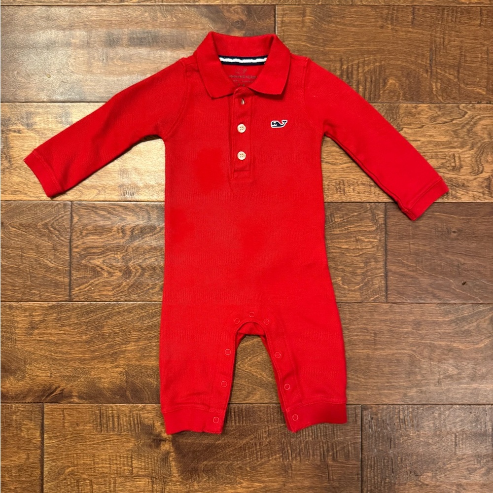 Vineyard Vines Baby Polo Red Jumpsuit boys 3-6 Months